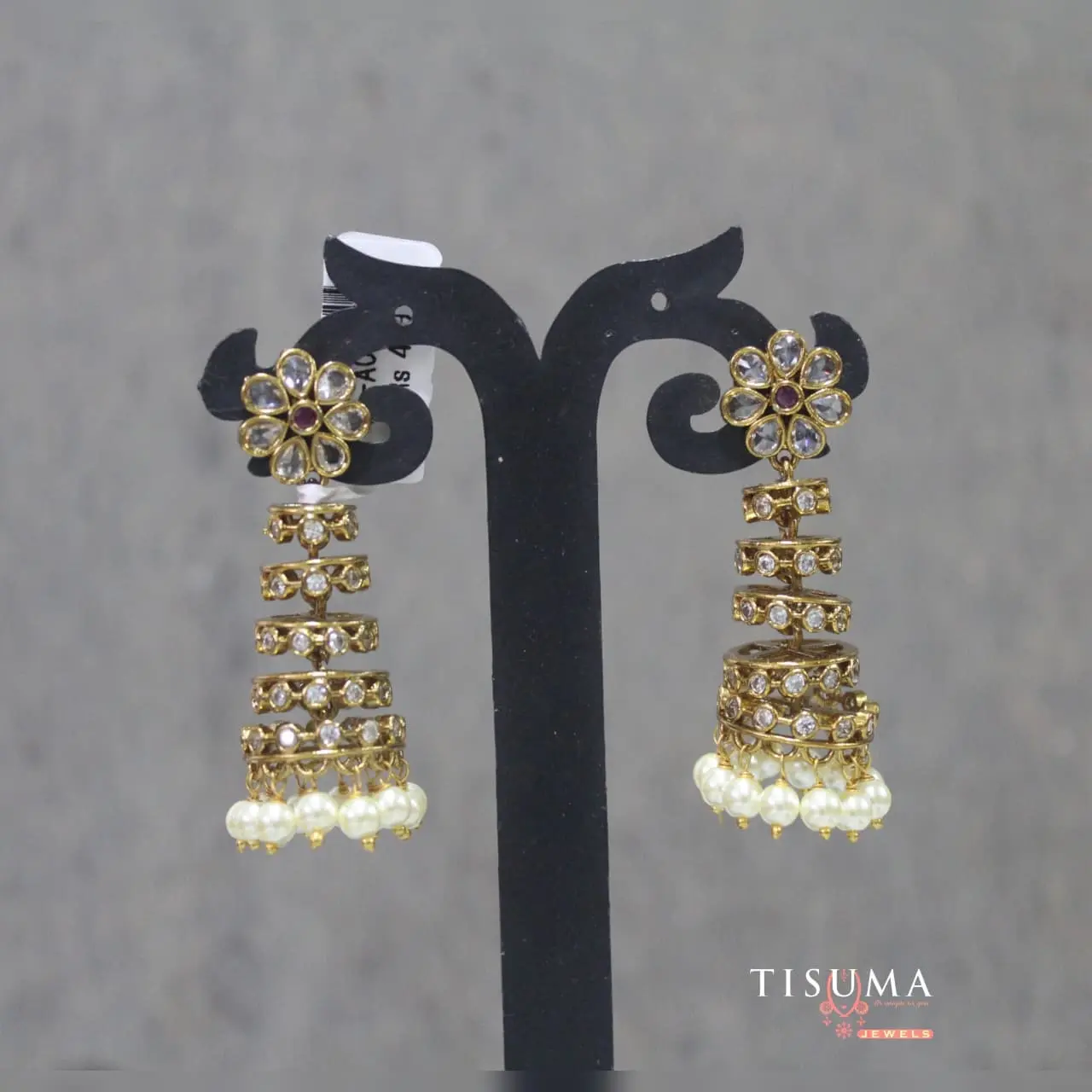 Tiered Kundan Jhumkas
